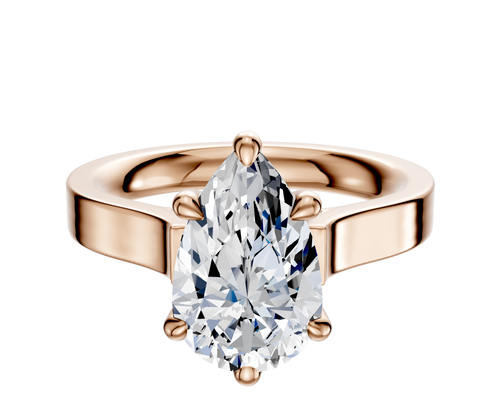 14K Rose Gold 6 Prong Basket Cathedral Flat 3.0mm Engagement Ring