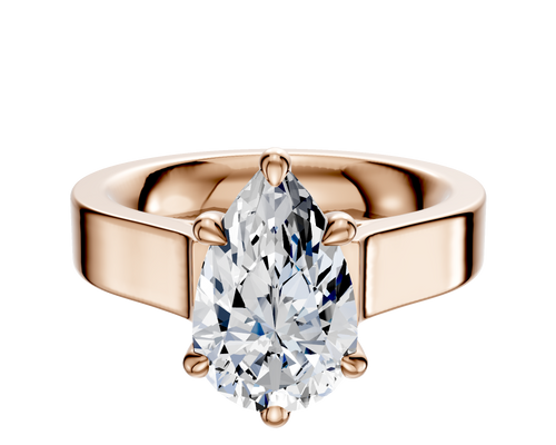 14K Rose Gold 6 Prong Basket Cathedral Flat 4.0mm Engagement Ring