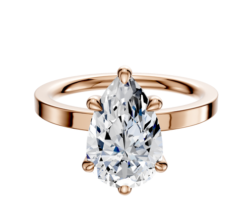 14K Rose Gold 6 Prong Basket Classic Flat 2.0mm Engagement Ring