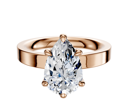 14K Rose Gold 6 Prong Basket Classic Flat 3.0mm Engagement Ring