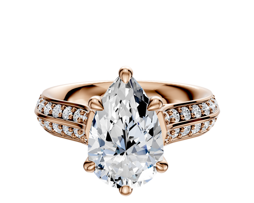 14K Rose Gold 6 Prong Basket Cathedral Knife Edge 1-Row-Pave 2.5mm Engagement Ring