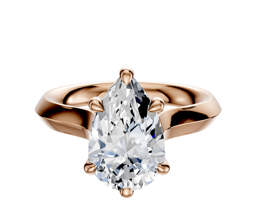 14K Rose Gold 6 Prong Basket Cathedral Knife Edge 3.0mm Engagement Ring