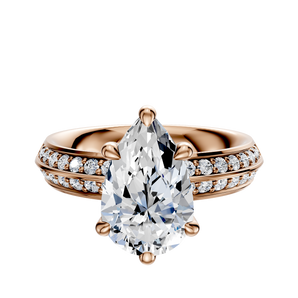 14K Rose Gold 6 Prong Basket Classic Knife Edge 1-Row-Pave 2.5mm Engagement Ring