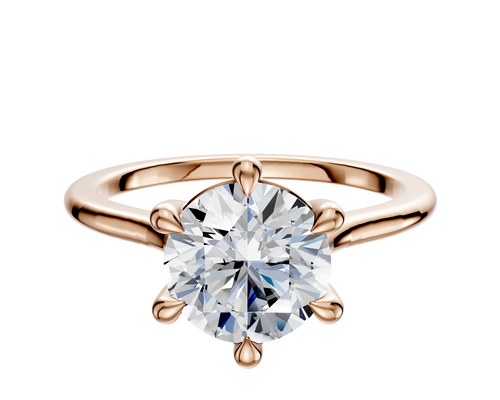 14K Rose Gold 6 Prong Basket Cathedral Dome 1.5mm Engagement Ring