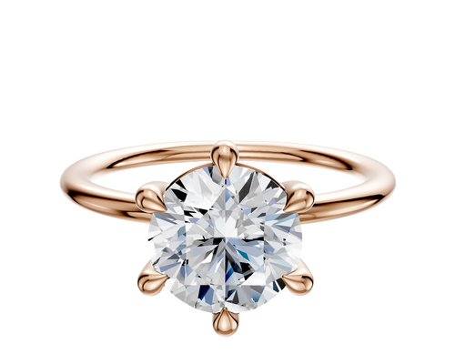 14K Rose Gold 6 Prong Basket Classic Dome 1.5mm Engagement Ring