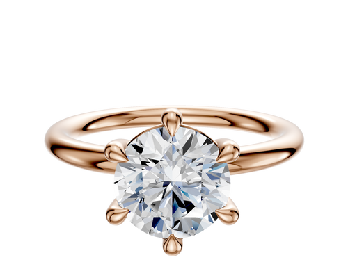 14K Rose Gold 6 Prong Basket Classic Dome 2.0mm Engagement Ring