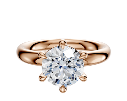 14K Rose Gold 6 Prong Basket Classic Dome 3.0mm Engagement Ring