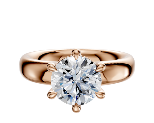 14K Rose Gold 6 Prong Basket Classic Dome 4.0mm Engagement Ring