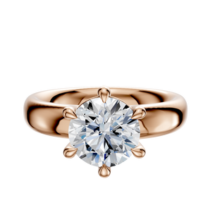 14K Rose Gold 6 Prong Basket Classic Dome 4.0mm Engagement Ring