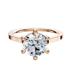 14K Rose Gold 6 Prong Basket Cathedral Flat 1.5mm Engagement Ring