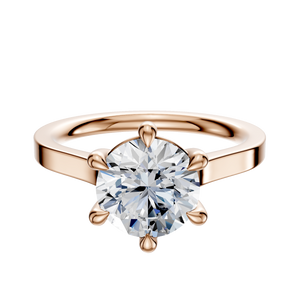 14K Rose Gold 6 Prong Basket Cathedral Flat 2.0mm Engagement Ring