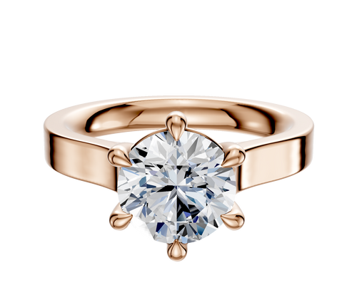 14K Rose Gold 6 Prong Basket Cathedral Flat 3.0mm Engagement Ring