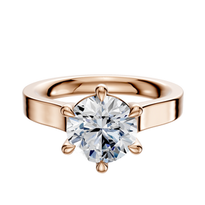 14K Rose Gold 6 Prong Basket Cathedral Flat 3.0mm Engagement Ring