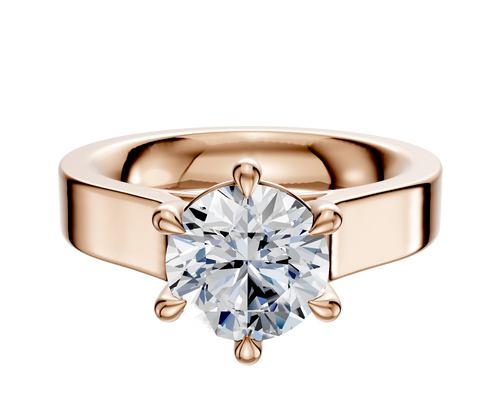 14K Rose Gold 6 Prong Basket Cathedral Flat 4.0mm Engagement Ring