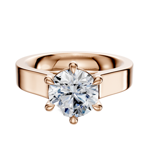 14K Rose Gold 6 Prong Basket Cathedral Flat 4.0mm Engagement Ring