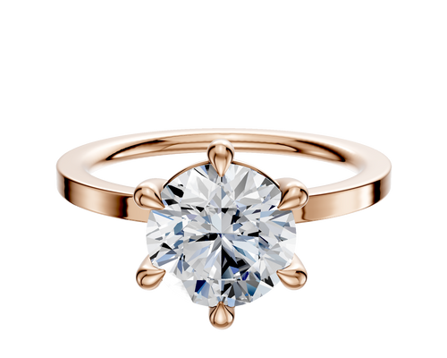 14K Rose Gold 6 Prong Basket Classic Flat 1.5mm Engagement Ring