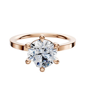 14K Rose Gold 6 Prong Basket Classic Flat 1.5mm Engagement Ring