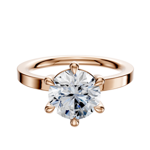 14K Rose Gold 6 Prong Basket Classic Flat 2.0mm Engagement Ring