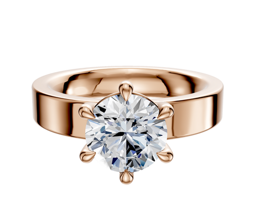 14K Rose Gold 6 Prong Basket Classic Flat 4.0mm Engagement Ring