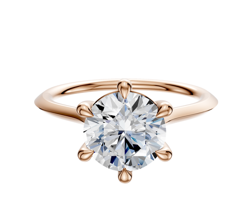 14K Rose Gold 6 Prong Basket Cathedral Knife Edge 1.5mm Engagement Ring