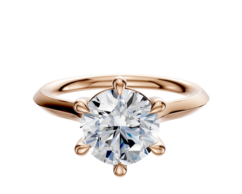 14K Rose Gold 6 Prong Basket Cathedral Knife Edge 2.0mm Engagement Ring