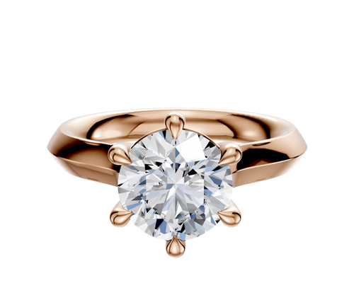 14K Rose Gold 6 Prong Basket Cathedral Knife Edge 3.0mm Engagement Ring