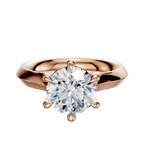 14K Rose Gold 6 Prong Basket Cathedral Knife Edge 3.0mm Engagement Ring