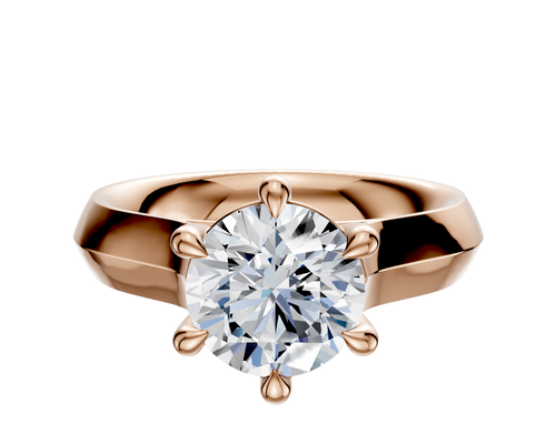 14K Rose Gold 6 Prong Basket Cathedral Knife Edge 4.0mm Engagement Ring