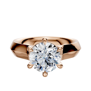 14K Rose Gold 6 Prong Basket Cathedral Knife Edge 4.0mm Engagement Ring