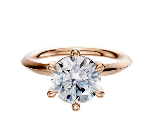 14K Rose Gold 6 Prong Basket Classic Knife Edge 2.0mm Engagement Ring