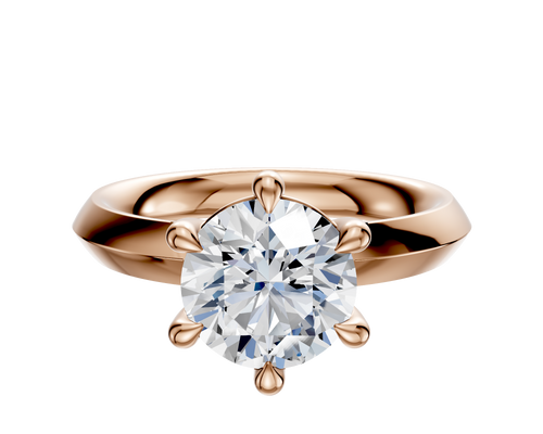 14K Rose Gold 6 Prong Basket Classic Knife Edge 3.0mm Engagement Ring