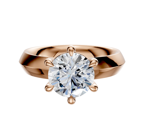 14K Rose Gold 6 Prong Basket Classic Knife Edge 4.0mm Engagement Ring