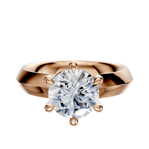 14K Rose Gold 6 Prong Basket Classic Knife Edge 4.0mm Engagement Ring