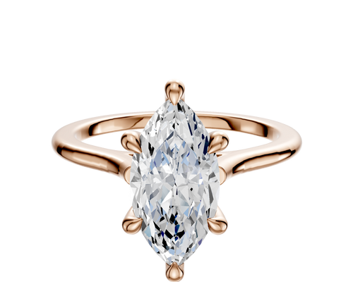 14K Rose Gold 6 Prong Hidden Halo Cathedral Dome 1.5mm Engagement Ring