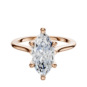 14K Rose Gold 6 Prong Hidden Halo Cathedral Dome 1.5mm Engagement Ring