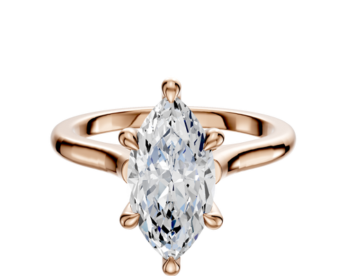 14K Rose Gold 6 Prong Hidden Halo Cathedral Dome 2.0mm Engagement Ring