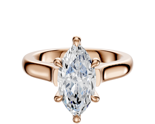 14K Rose Gold 6 Prong Hidden Halo Cathedral Dome 3.0mm Engagement Ring