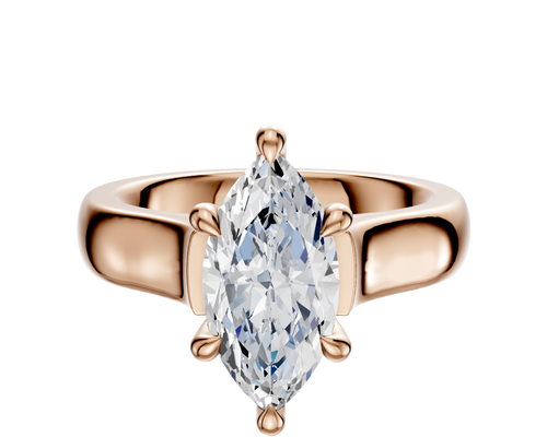 14K Rose Gold 6 Prong Hidden Halo Cathedral Dome 4.0mm Engagement Ring