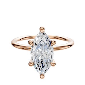 14K Rose Gold 6 Prong Hidden Halo Classic Dome 1.5mm Engagement Ring