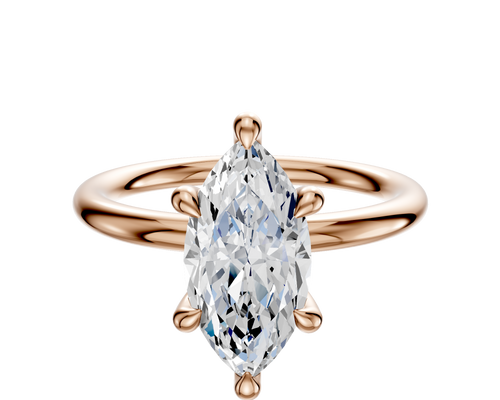 14K Rose Gold 6 Prong Hidden Halo Classic Dome 2.0mm Engagement Ring