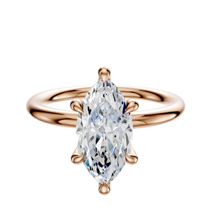 14K Rose Gold 6 Prong Hidden Halo Classic Dome 2.0mm Engagement Ring