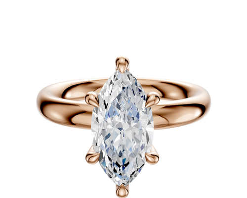 14K Rose Gold 6 Prong Hidden Halo Classic Dome 3.0mm Engagement Ring