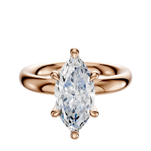 14K Rose Gold 6 Prong Hidden Halo Classic Dome 3.0mm Engagement Ring