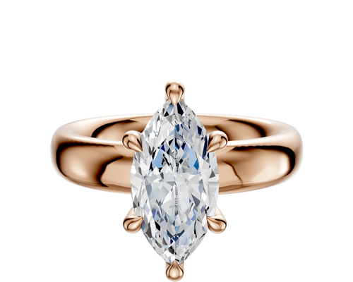 14K Rose Gold 6 Prong Hidden Halo Classic Dome 4.0mm Engagement Ring