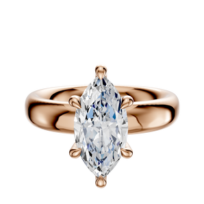 14K Rose Gold 6 Prong Hidden Halo Classic Dome 4.0mm Engagement Ring