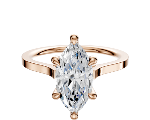 14K Rose Gold 6 Prong Hidden Halo Cathedral Flat 1.5mm Engagement Ring