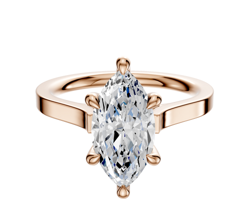 14K Rose Gold 6 Prong Hidden Halo Cathedral Flat 2.0mm Engagement Ring