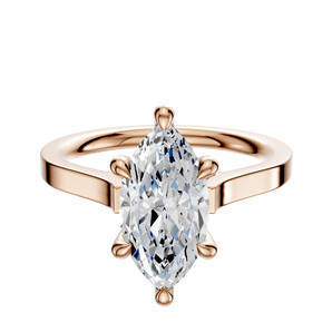 14K Rose Gold 6 Prong Hidden Halo Cathedral Flat 2.0mm Engagement Ring