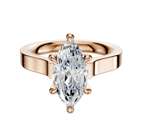 14K Rose Gold 6 Prong Hidden Halo Cathedral Flat 3.0mm Engagement Ring