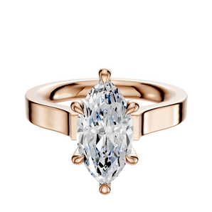 14K Rose Gold 6 Prong Hidden Halo Cathedral Flat 3.0mm Engagement Ring